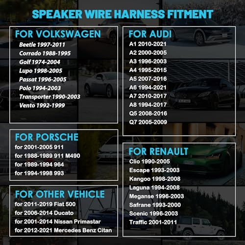 NuIth Speaker Wiring Connector Harness Fits for Volkswagen 1993-2004/Audi 1994-2001/Porsche 1988-2005 Aftermarket Car Door Speaker Cable Plug - Image 2