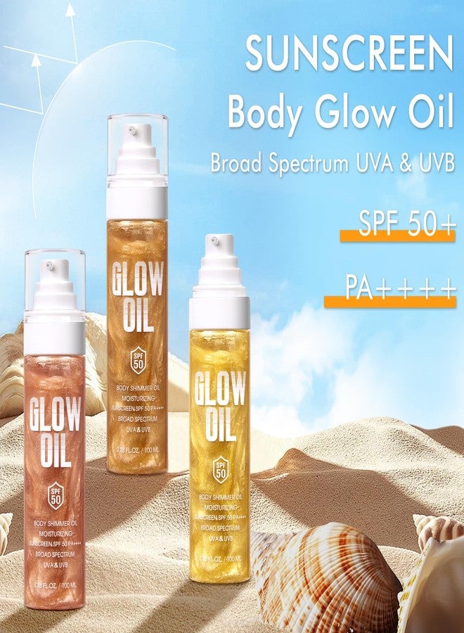 DATANSUN Sunscreen Body Glow Oil【SPF 50】【Lightweight】【Natural Ingredient】Broad Spectrum Shimmer Sunscreen For Face and Body, ROSE - Image 3
