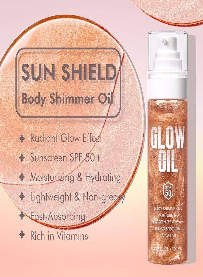 DATANSUN Sunscreen Body Glow Oil【SPF 50】【Lightweight】【Natural Ingredient】Broad Spectrum Shimmer Sunscreen For Face and Body, ROSE - Image 4