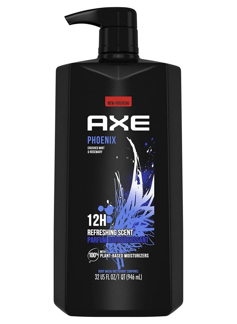 Axe Dual Action Body Wash for Long Lasting Freshness Pheonix Crushed Mint & Rosemary Men's Body Wash with 100% Plant-Based Moisturizers 946 ml - Image 1