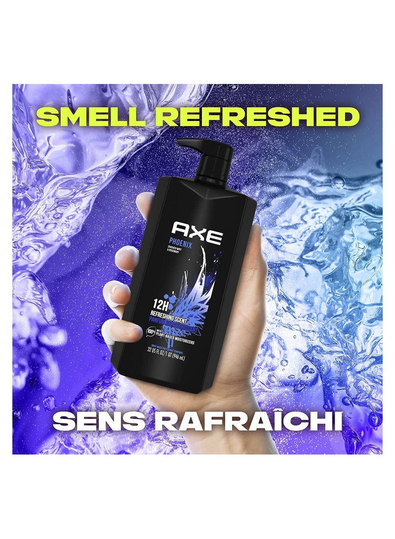 Axe Dual Action Body Wash for Long Lasting Freshness Pheonix Crushed Mint & Rosemary Men's Body Wash with 100% Plant-Based Moisturizers 946 ml - Image 3