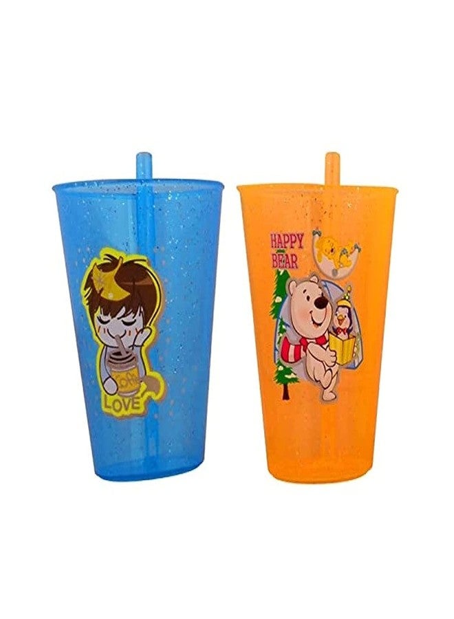 faas 4 Pcs BPA Free Fun Cartoon Printed Bright Color Straw Cup Sipper Glass for Toddler, Kids, Boys/Girls (Multicolor) - Image 3
