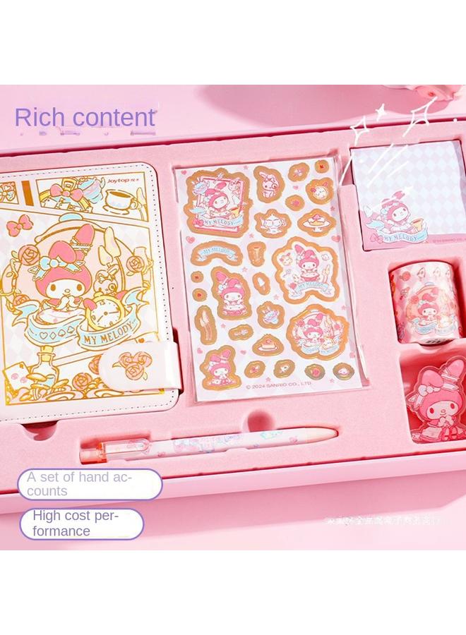 Bluejw Sanrio Melody Hand Account Book Suit Kulomi Hand Account Gift Box Children Girls Primary School Students Toys Girls Can - Image 3