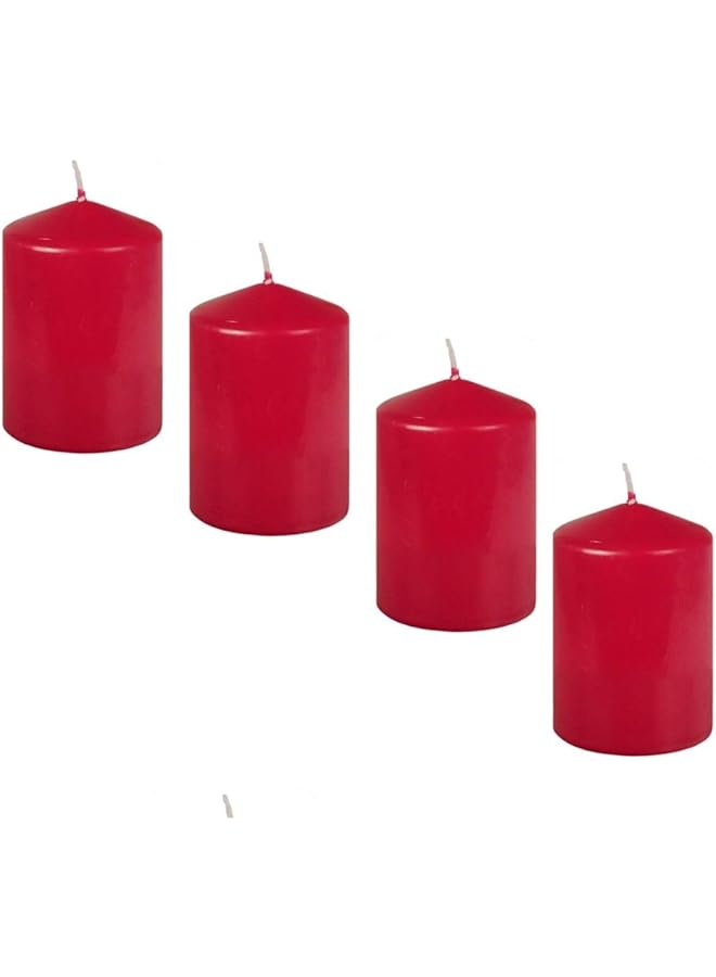The Bros شموع عمودية حمراء عالية الجودة، شموع سبا، شموع حفلات، شموع غير معطرة، شموع زخرفية (عبوة من 4) - Image 1