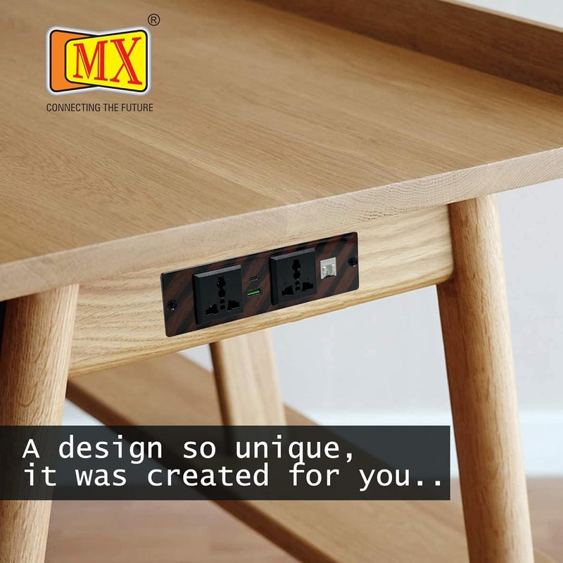MX MX Power Strip Desktop Socket Box with 2 Universal Socket RJ45CAT 6 Connector USB AC 1830W PD Connection Box for Conference Desk Office Home Hotel  - Image 4