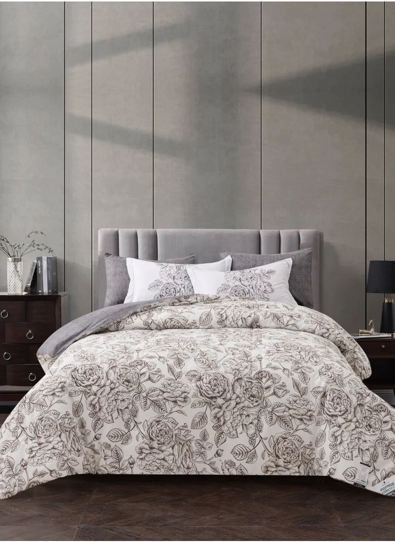 Donetella Printed Comforter Set 4-Pcs Single Size All Season Decorated Reversible Single Bed Comforter Set Fits (140 X 200 Cm)With Super-Soft Down Alterntaive Filing,Platinum