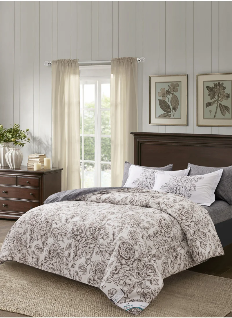 Donetella Printed Comforter Set 4-Pcs Single Size All Season Decorated Reversible Single Bed Comforter Set Fits (140 X 200 Cm)With Super-Soft Down Alterntaive Filing,Platinum