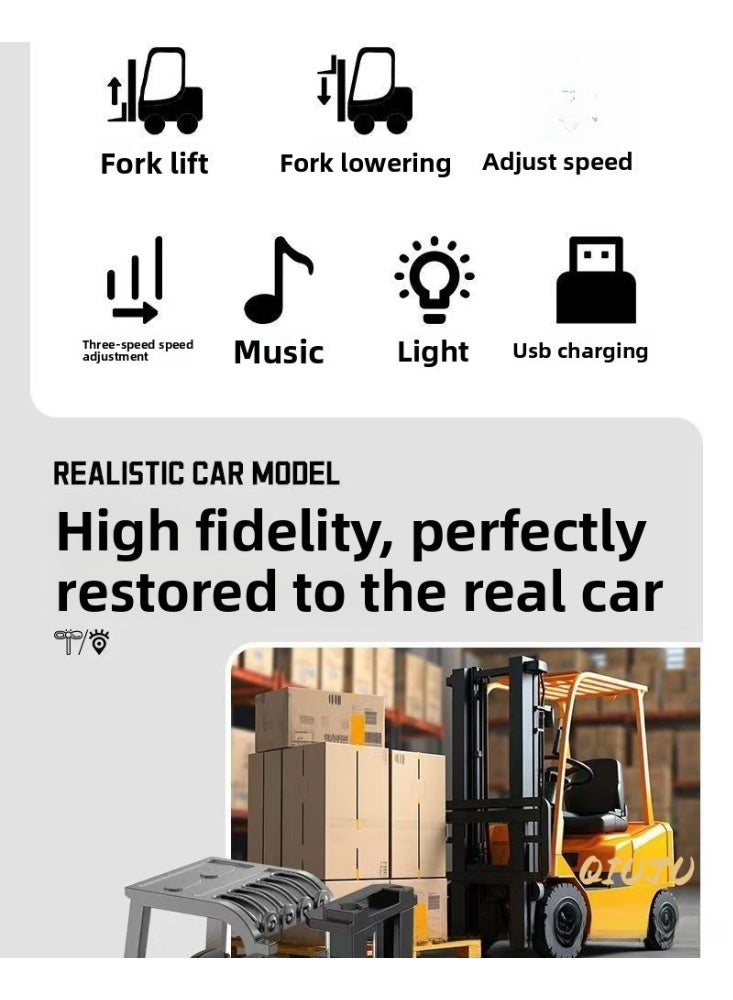 1:64 Alloy Engineering Forklift – 2.4GHz RC Car with Climbing & Speed Control, Simulation Model Toy for Boys - Image 2