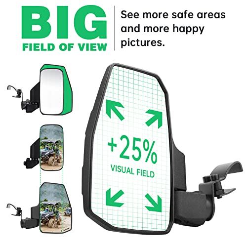 SHEJISI UTV Side Mirrors + Center Rearview Mirror Kit,Compatible with Polaris Ranger 1000 900 570(The Center Mirror is Only Suitable for Models with Drop-Down Mounting Holes,Not Compatible with Full-Door) - Image 3