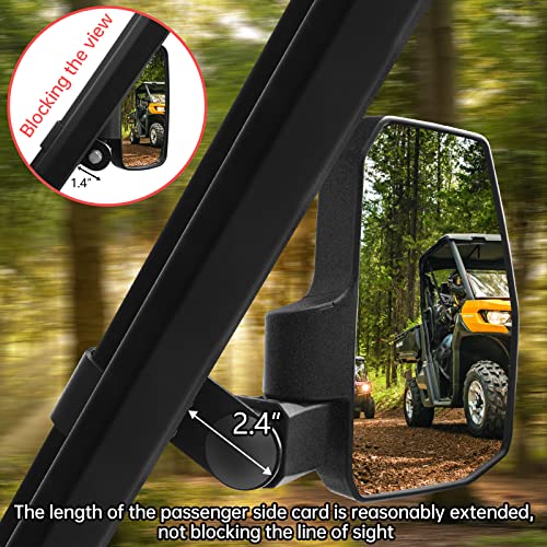SHEJISI UTV Side Mirrors + Center Rearview Mirror Kit,Compatible with Polaris Ranger 1000 900 570(The Center Mirror is Only Suitable for Models with Drop-Down Mounting Holes,Not Compatible with Full-Door) - Image 4