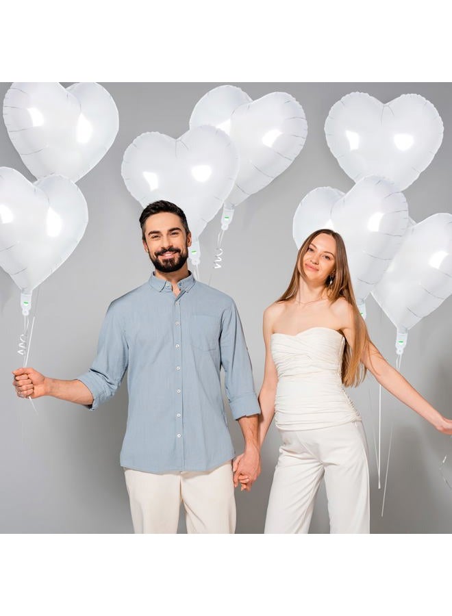 YOTHORN 50 Pcs Heart Balloons,10 Inch Heart Shape Foil Balloons Love Balloon Valentine Balloon for Birthday Party Wedding Engagement Party Baby Shower Valentine Day Decorations (White) - Image 4