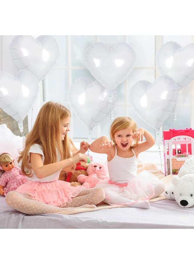 YOTHORN 50 Pcs Heart Balloons,10 Inch Heart Shape Foil Balloons Love Balloon Valentine Balloon for Birthday Party Wedding Engagement Party Baby Shower Valentine Day Decorations (White) - Image 3
