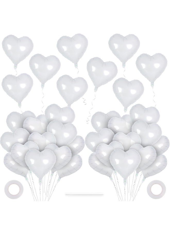 YOTHORN 50 Pcs Heart Balloons,10 Inch Heart Shape Foil Balloons Love Balloon Valentine Balloon for Birthday Party Wedding Engagement Party Baby Shower Valentine Day Decorations (White) - Image 1