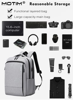 Motim Travel Laptop Backpack, Anti Theft Lightweight Padded Laptop Bag with USB Port, Waterproof Computer Bag with Multiple Spacious Compartments and Tablet Pocket, Fits 15.6 Inch Laptop, Tablets  - Image 3