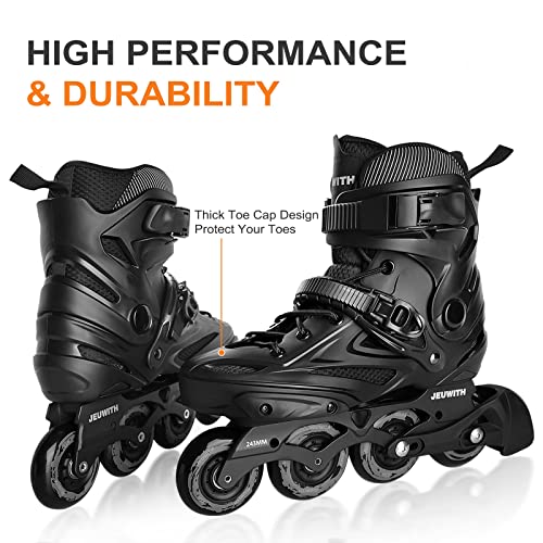JEUWITH Inline Skates for Women Men, Outdoor Street Blades Roller Adult Male Female, Professional Fitness Roller Skates Blades for Unisex (Black) Men8.5-9/Women9.5-10/28cm - Image 5