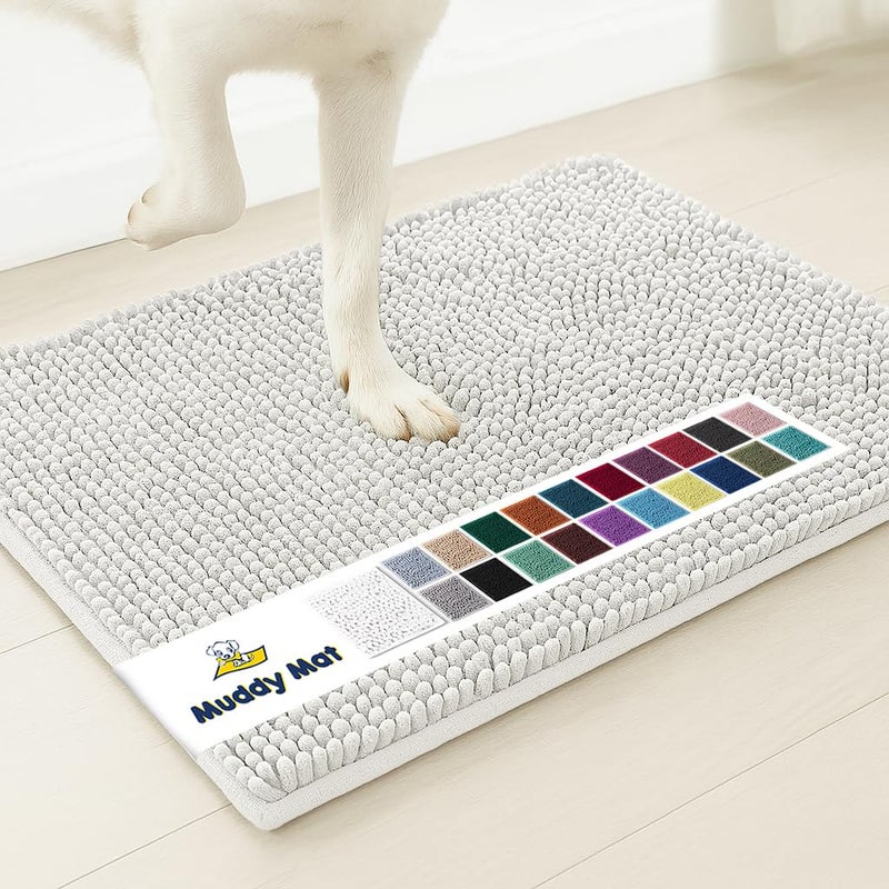 Muddy Mat Shown on TV Super Absorbent Microfiber Dog Door Mat for Muddy Paws NonSlip Washable Pet Rug Quick Dry Chenille Entryway Carpet Machine Washable Indoor Outdoor mat White 35x24