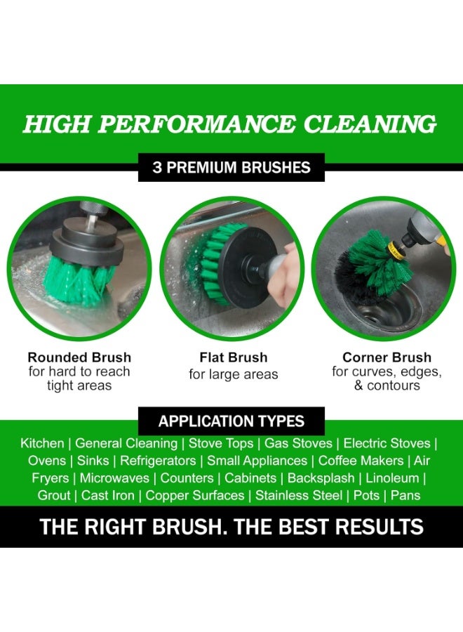 Drillbrush Green Kitchen Drill Brush Set â€“ Drill Powered Cleaning Tools for Stainless Steel Sink, Copper Sink, Stove Top, Oven, Air Fryer & Cabinets â€“ Must-Have Kitchen Accessories for Fast Cleaning - Image 5