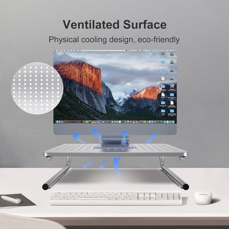 Suptek Monitor Stand Riser,Computer Monitor Laptop Stand Riser for Desk,Vented Metal Platform Monitor Stand,4 inches Height Underneath Storage for Office,School Supplies(MST004S) - Image 2