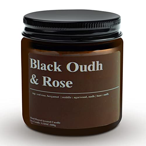 AURA DECOR AuraDecor Scented Jar Candle | Handpoured Soy Wax Candle with Long Lasting Burn Time | Premium Amber Jar Aromatherapy Candle | Ideal Gift for Home & Décor (Large, Black Oudh & Rose) - Image 5