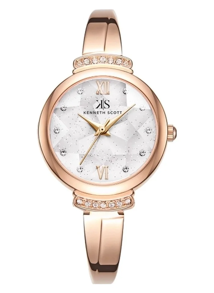 KENNETH SCOTT Kenneth Scott K22522-RBKW Women's Analog Display Watch & Alloy Strap Rose Gold