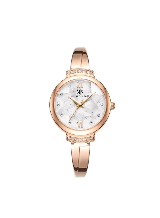 KENNETH SCOTT Kenneth Scott K22522-RBKW Women's Analog Display Watch & Alloy Strap Rose Gold