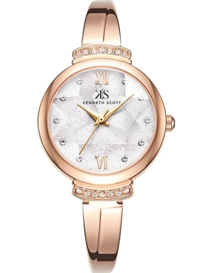 KENNETH SCOTT Kenneth Scott K22522-RBKW Women's Analog Display Watch & Alloy Strap Rose Gold