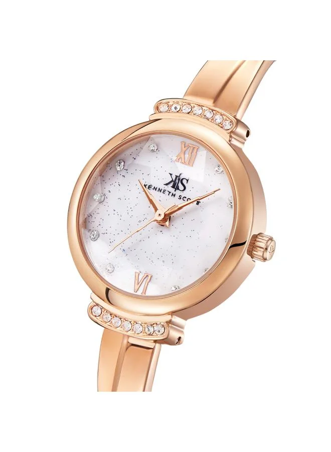 KENNETH SCOTT Kenneth Scott K22522-RBKW Women's Analog Display Watch & Alloy Strap Rose Gold
