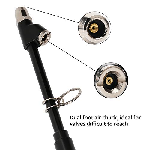 Measureman Heavy Duty Dual Head Truck Tire Gauge, Solid Brass Body, Black Painting, Aluminum Slide, with Hook, Range 10-150psi/kpa - Image 4