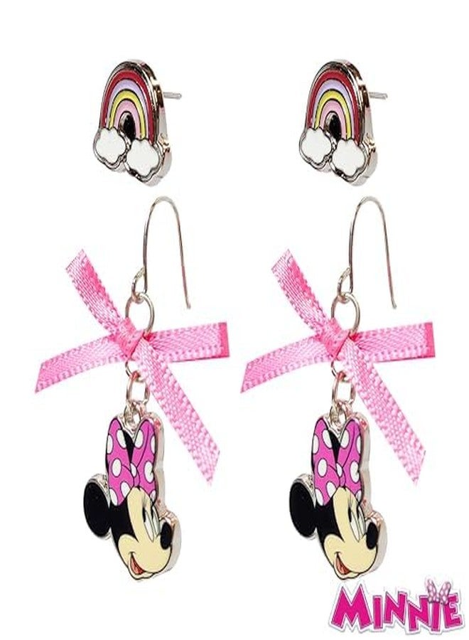 LUV HER Disney Earrings: 2 Minnie Mouse Hypoallergenic Earrings for Girls (1 Stud Earrings & 1 Fishhook Drop) with Charms One Size Fits All Girls Earring, Disney Accessories fo Ages 4+ - Image 5