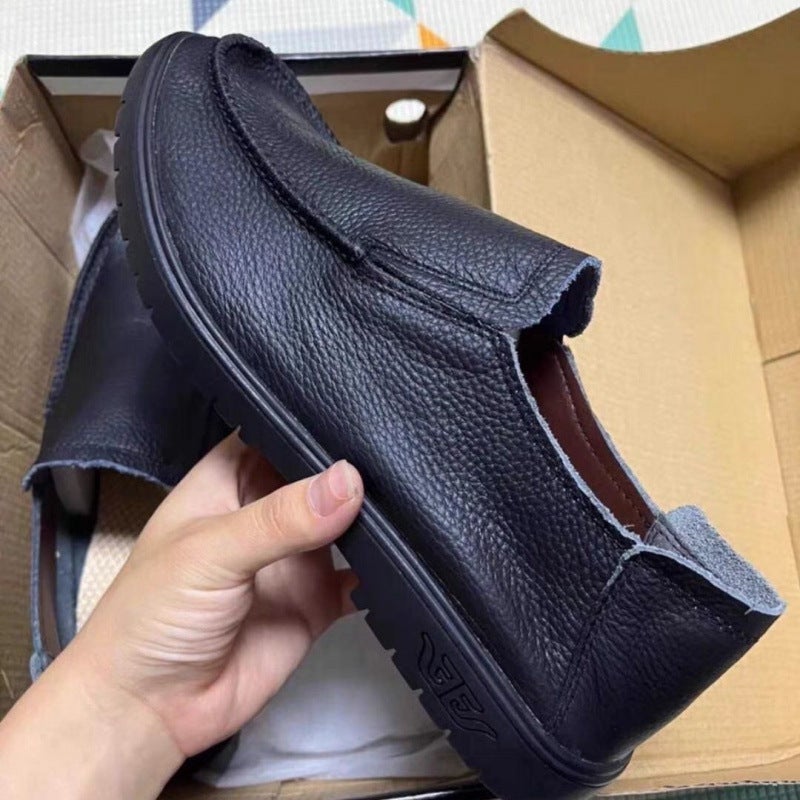G Special Deal First Layer Cowhide Leather Shoes Men'S Soft Leather Pick Up Broken Code Men'S Shoes Men'S Leather Shoes Genuine Leather Middle-Aged Dad - Image 1