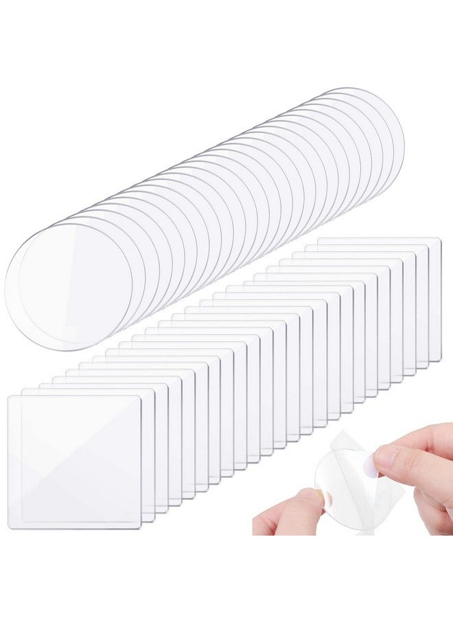Eersida 48 Pieces Double Sided Tape Clear Sticky Gel Pad Washable Traceless Gel Mounting Pads Removable Sticky Gel Pads Adhesive Double Sided Pads for Wall DIY Craft Home Office Rug Cushion Gripping - Image 1