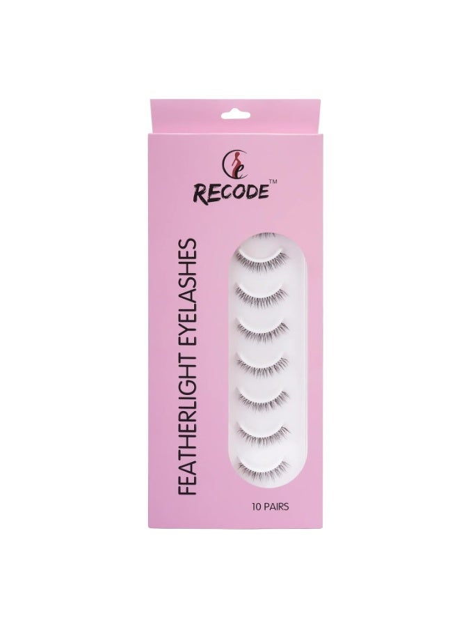 Recode RE06 Featherlight Eyelashes-Transparent Band,Pack of 10 - Image 2