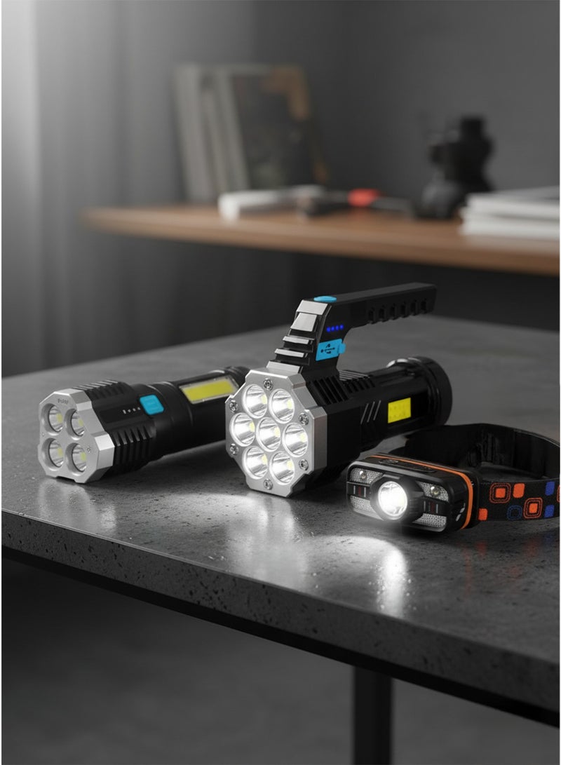 باندل إضاءة خارجي شامل: كشاف رأس وطواقي LED قابلة للشحن - Image 5