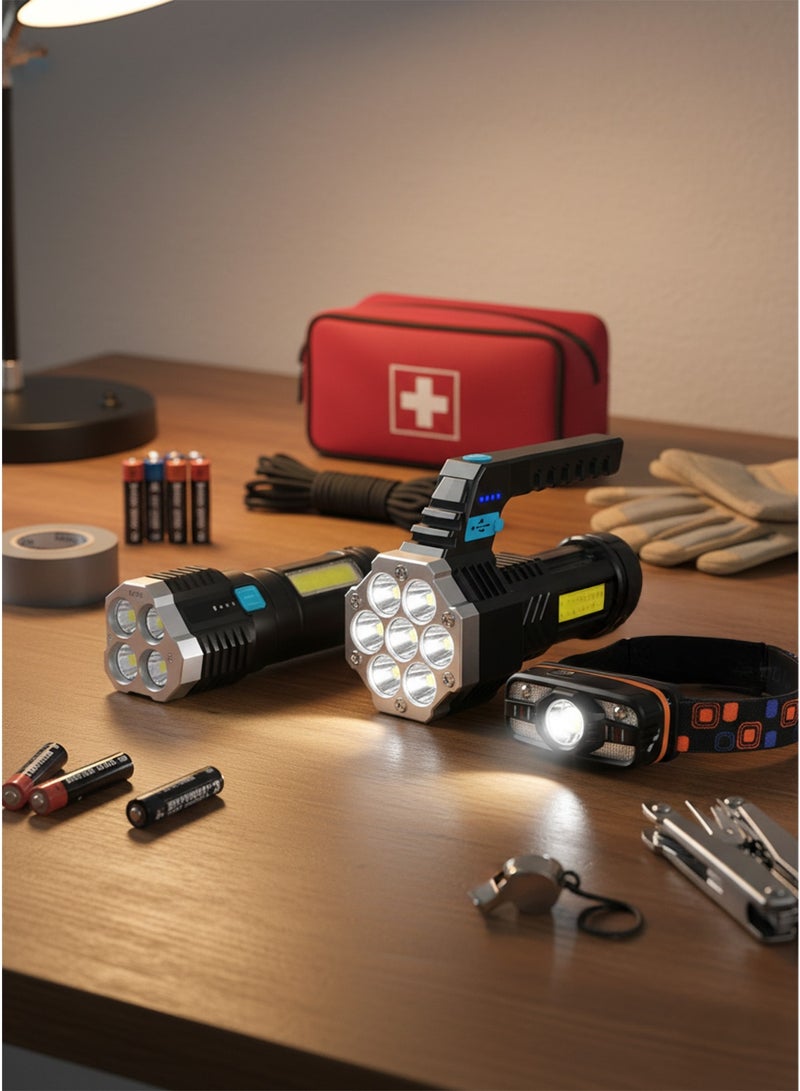 باندل إضاءة خارجي شامل: كشاف رأس وطواقي LED قابلة للشحن - Image 1