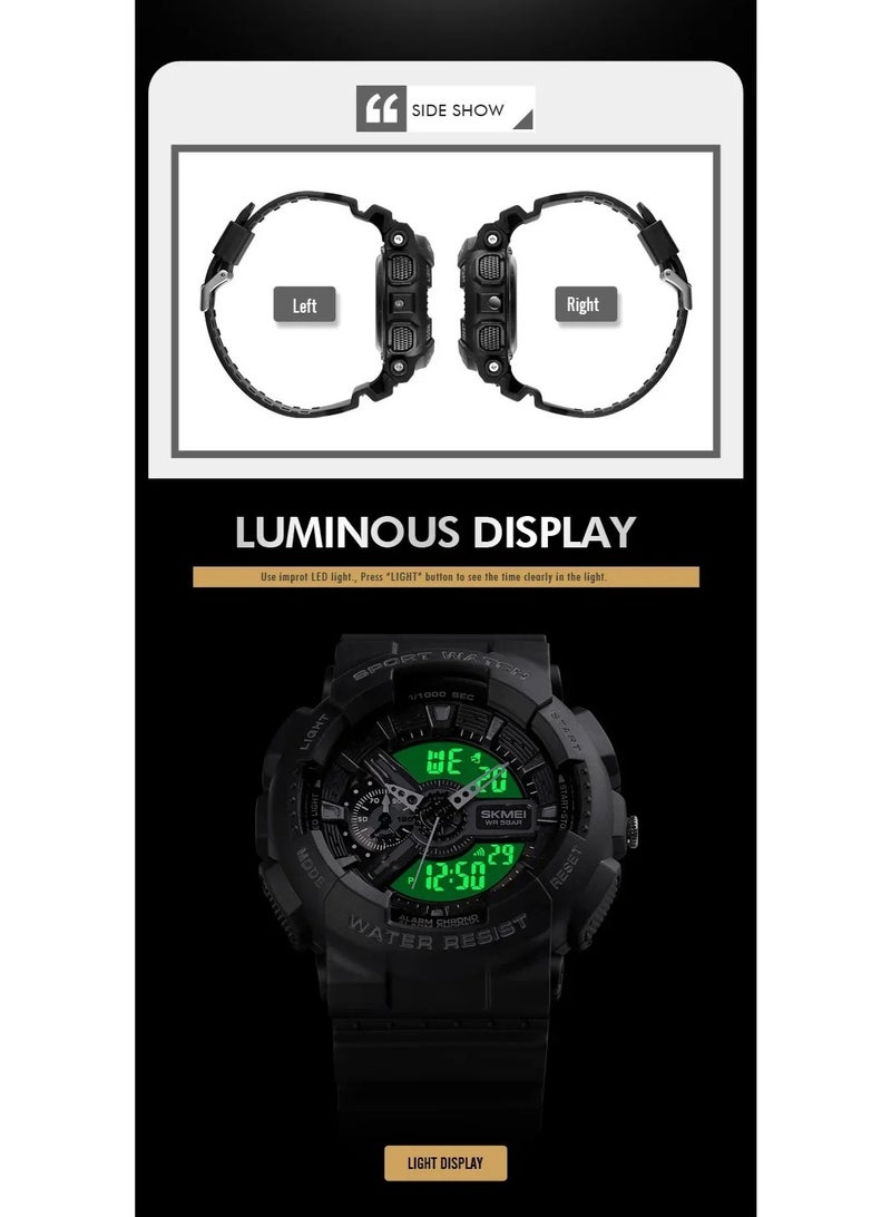 SKMEI Vintage men's watch 50 meters waterproof watch SKMEI top brand casual sports style digital clock PU strap watch men's original - Image 5