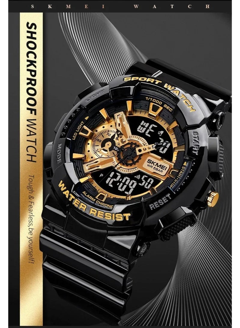 SKMEI Vintage men's watch 50 meters waterproof watch SKMEI top brand casual sports style digital clock PU strap watch men's original - Image 4