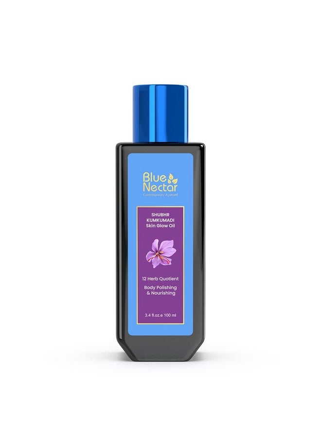 Blue Nectar Kumkumadi Body Oil For Glowing Skin | Moisturizing Body Oil For Dry Skin With Relaxing Aroma | Plant Based Body Oil For Women & Men (12Herbs, 100Ml)  - Image 1