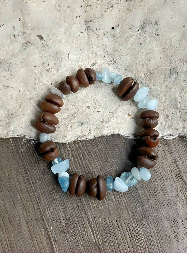 Hiras Handmade Natural Real Coffee Bean Charm Bracelet for Men & Women Handmade Stretch Beaded Bracelet – Unique Jewelry Gift for Coffee Lovers Bracelet  - Image 1