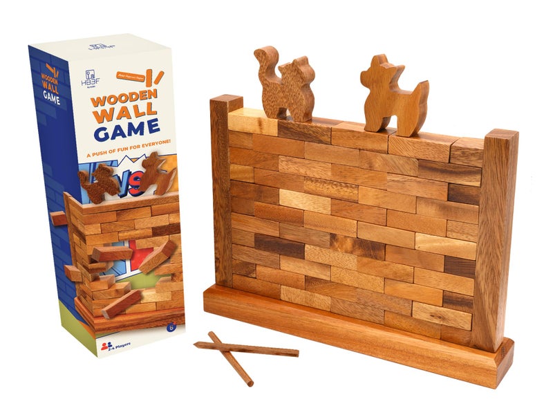BSIRI Wooden Brick Wall Balancing Game with Characters Family for Teens and Adults Classic Brick Games Tabletop Party Skill Activity for Home Party Play - Image 3