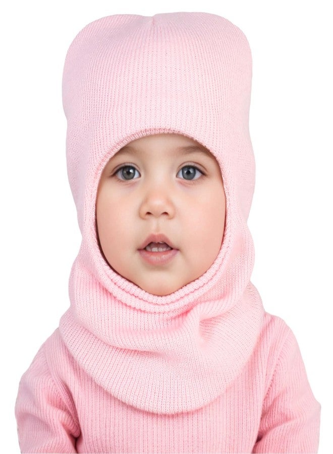 YATEEN Baby Winter Hat Scarf Set Kids Warm Windproof Knit Hood Fleece Hat Pink - Image 1