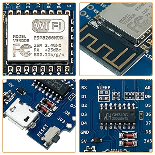 Hosyond 5Pcs D1 Mini NodeMcu ESP8266 ESP-12F WiFi Module Development Board Compatible with Arduino/WeMos D1 Mini - Image 2