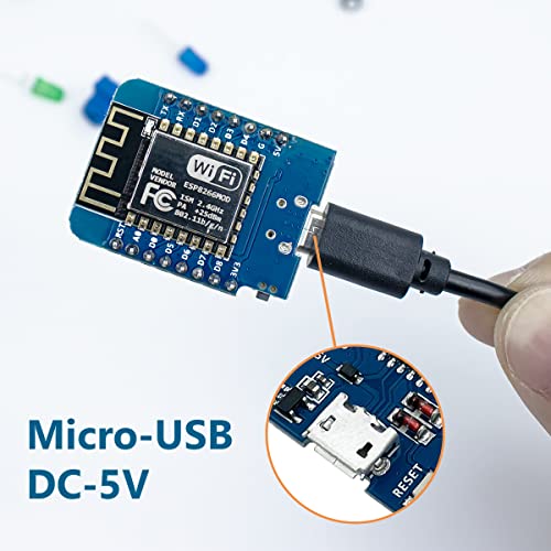 Hosyond 5Pcs D1 Mini NodeMcu ESP8266 ESP-12F WiFi Module Development Board Compatible with Arduino/WeMos D1 Mini - Image 3