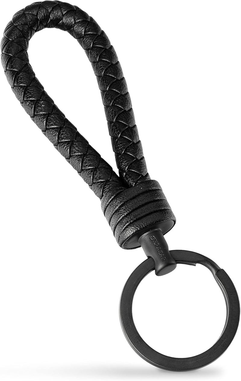 SERASAR Keychain Leather with Stainless Steel Keyring - Additional Rings for small Keys - Ideal for Car, Motorcycle, Bike and House - With Gift Box for Men & Women - Image 2