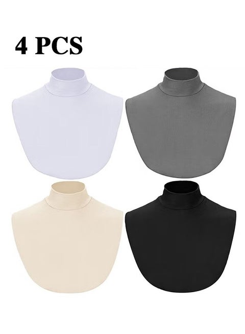 4 قطع من الياقات المزيفة القابلة للفصل، ياقة شتوية من القطن للنساء ذات الياقة المدورة للنساء والفتيات