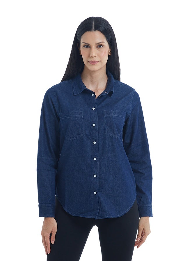 ASHARAE Women's Full Sleeve Button Down Denim Shirt Comfortable Material, Breathable Daily Wear, Casual Fashion Outfit, Special Occasion Outfit, Trendy & Chic Apparel - Image 1