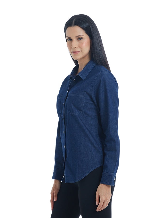 ASHARAE Women's Full Sleeve Button Down Denim Shirt Comfortable Material, Breathable Daily Wear, Casual Fashion Outfit, Special Occasion Outfit, Trendy & Chic Apparel - Image 2