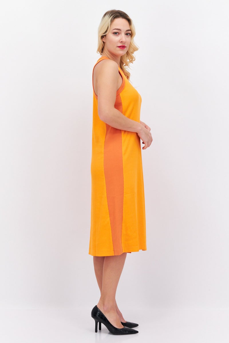 ESPRIT Women Textured Midi Dress, Orange - Image 3