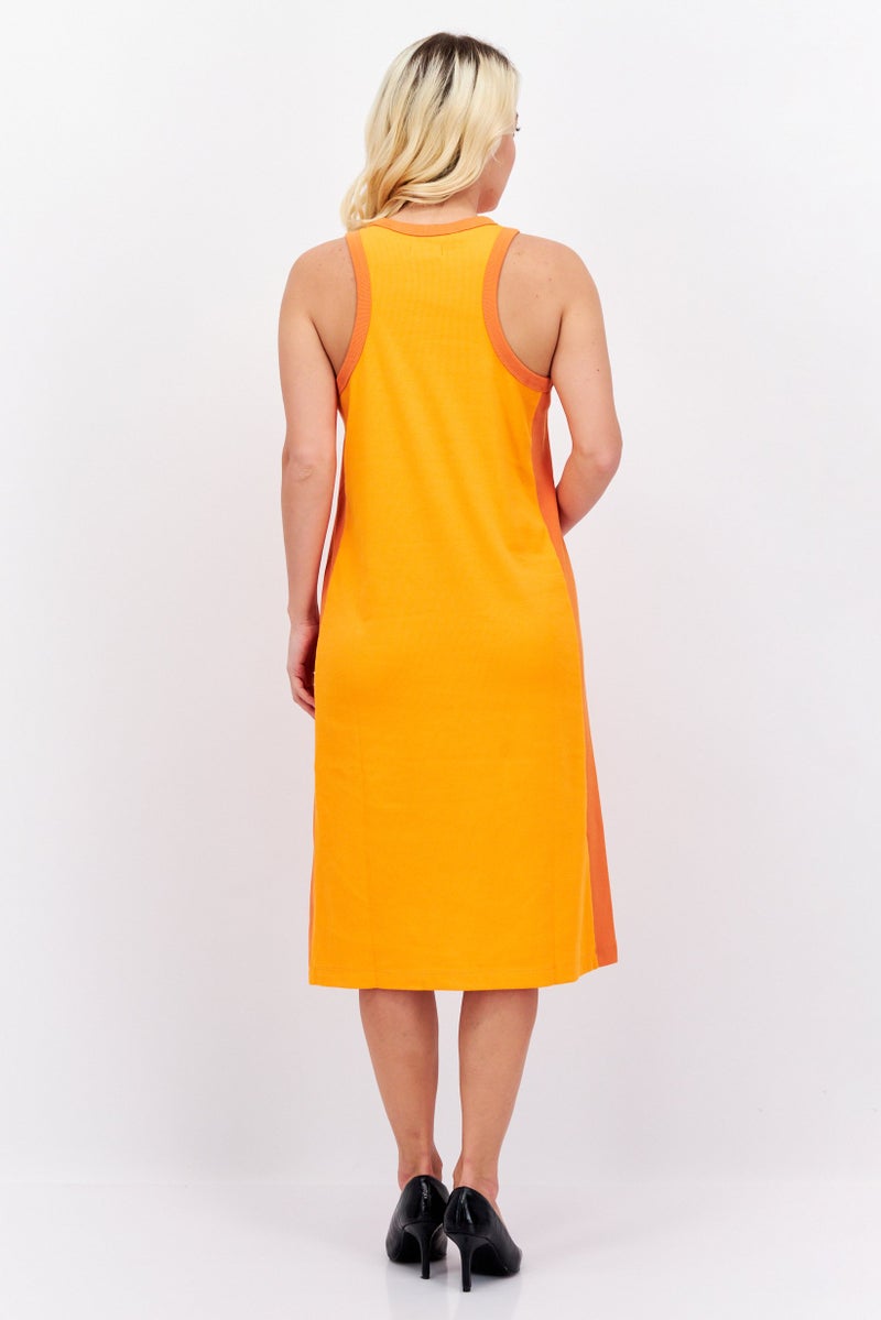 ESPRIT Women Textured Midi Dress, Orange - Image 4