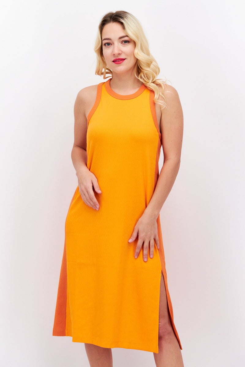 ESPRIT Women Textured Midi Dress, Orange - Image 2