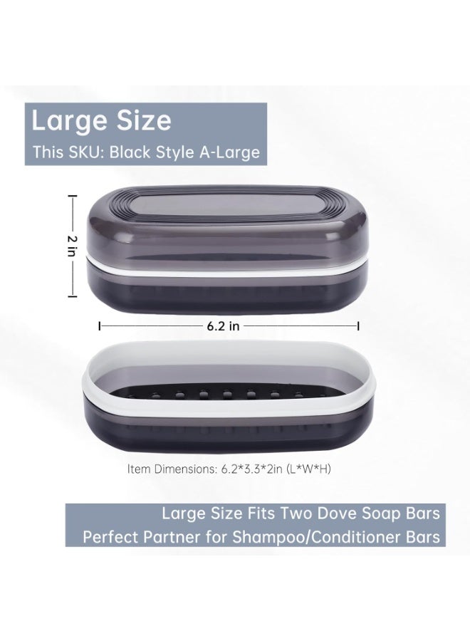 2 Pack Travel Case Shampoo bar, Shampoo Bar Holder, Travel Soap Container, Large Soap Box, Soap Dish with Draining Layer, Case for Bathroom - Image 3